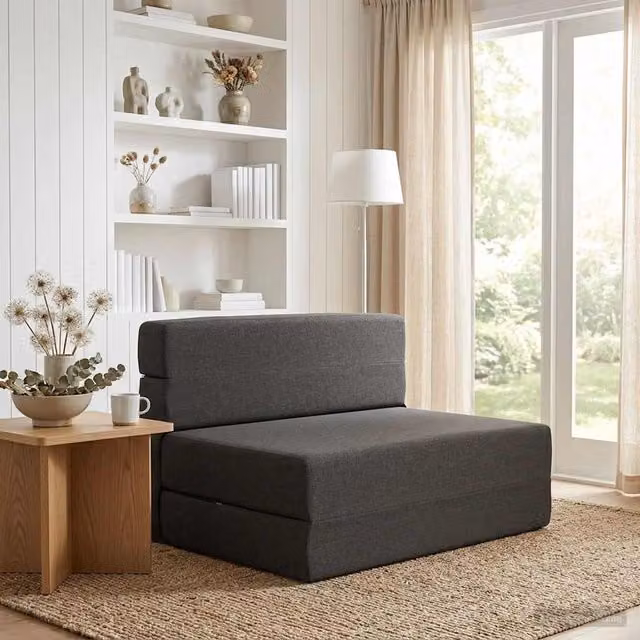 Sofá cama plegable vidaXL en color gris oscuro con acabado en tela, An/P/Al: 70 x 80 x 60 cm