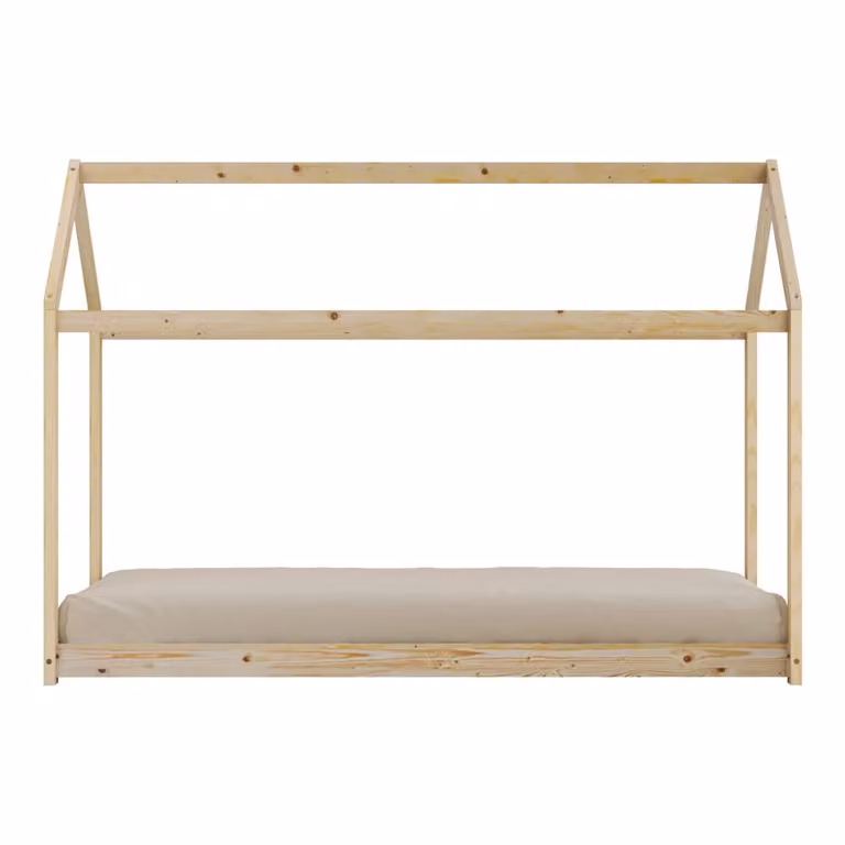 Cama cabaña Sunny de madera de pino para niños en color beige, An/P/Al: 206 x 98 x 154 cm