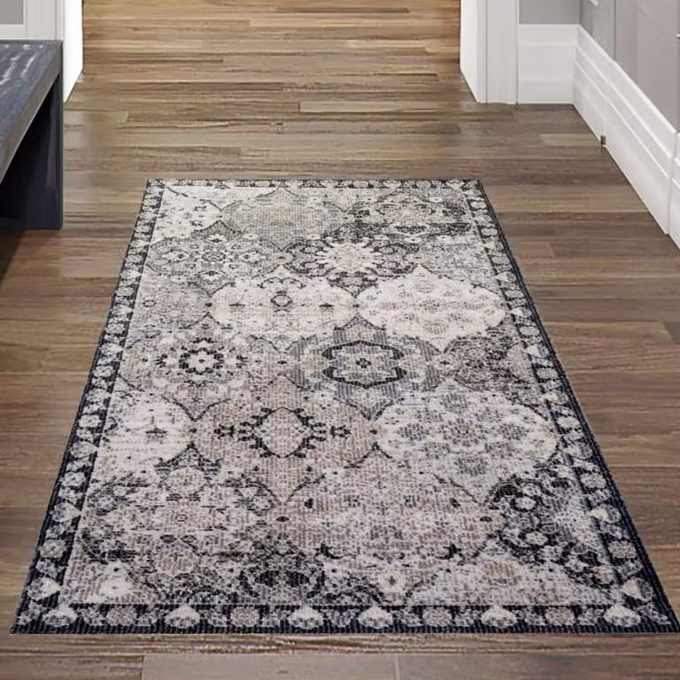 Alfombra oriental Teppich-Traum para salón o exterior en gris, An/P: 80 x 150 cm