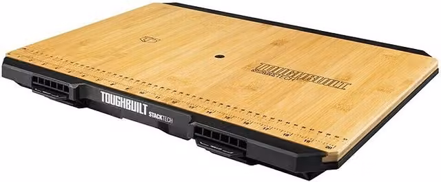 Encimera StackTech Toughbuilt de madera en color marrón y negro, Al x An x P: 41 x 53 x 3,8 cm