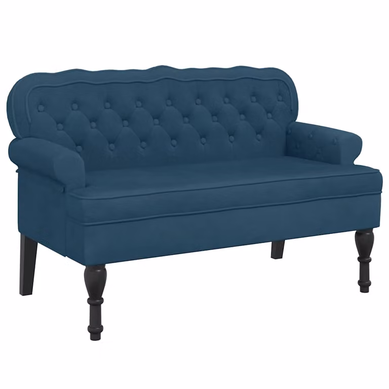 vidaXL Banco con respaldo tapizado en terciopelo azul An/P/Al: 119,5 x 64,5 x 75 cm