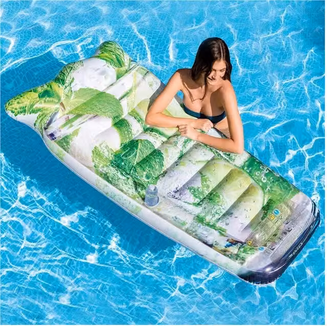 Colchón inflable para piscina Trade Shop Traesio con estampado de burbujas en PVC, multicolor y verde, An/P: 179 x 91 cm