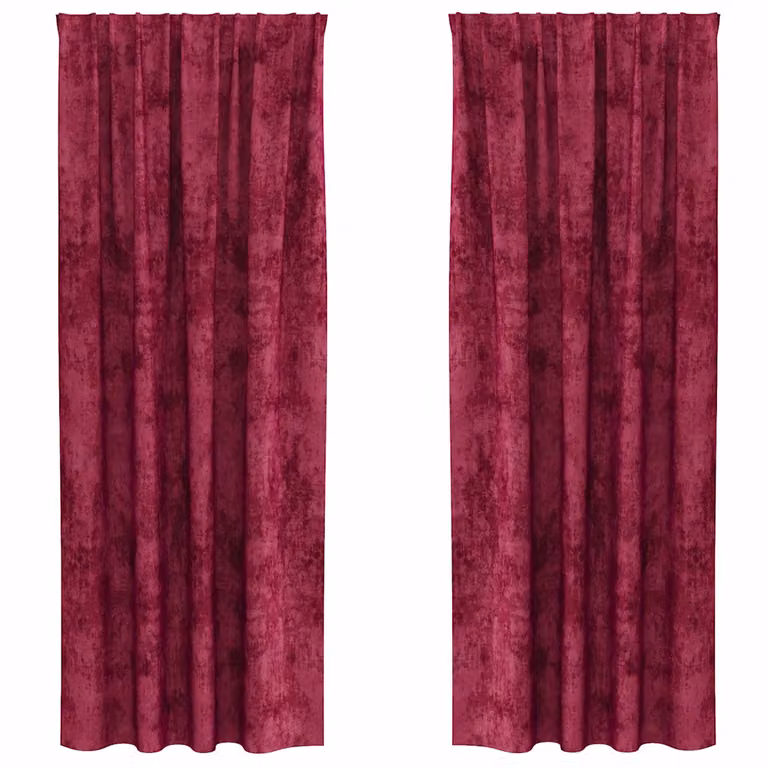 Set de 2 cortinas de terciopelo opacas vidaXL en color rojo vino tinto con aislamiento térmico, An/Al: 140 x 245 cm