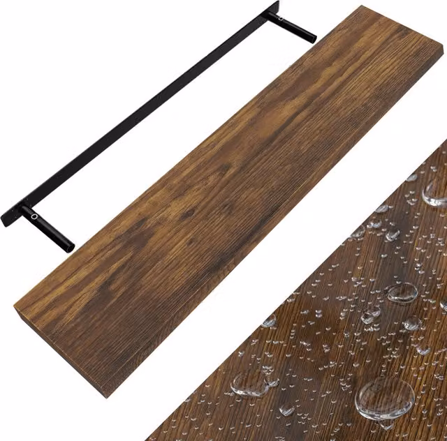 Casaria Estante de pared flotante de MDF en roble oscuro de 110 cm para almacenaje y decoración