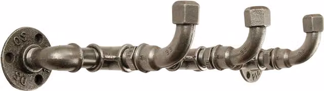 Perchero de pared Home Invasion de estilo industrial con 3 ganchos de hierro fundido, An/P/Al: 58,5 x 6,5 x 13 cm