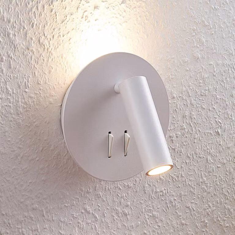 Aplique de pared LED Magya Lucande de aluminio blanco con diseño moderno y redondo
