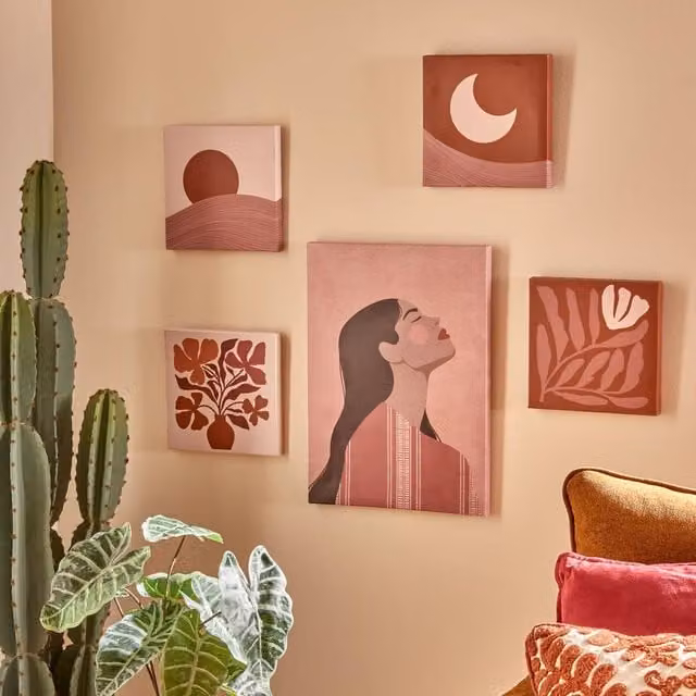 Set de 5 cuadros Cynthia de Atmosphera con motivos botánicos y naturaleza en multicolor