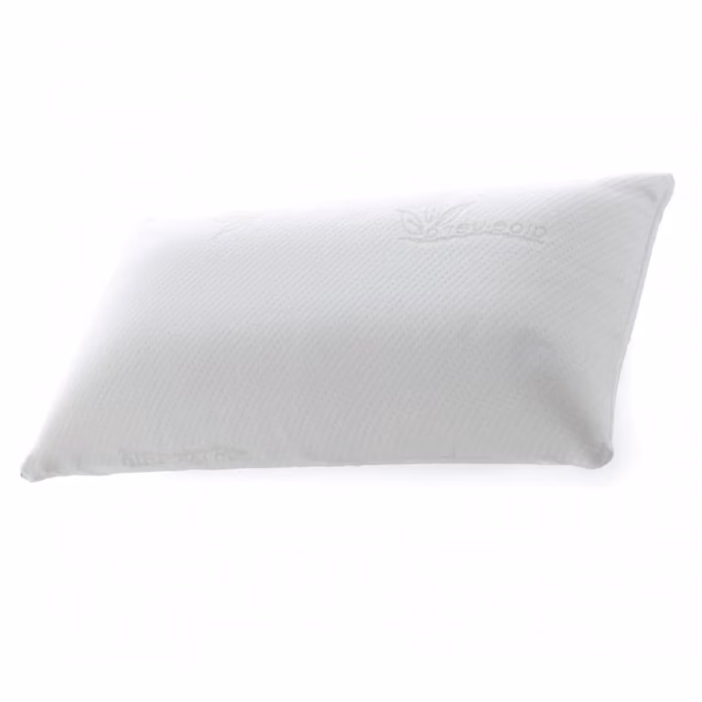 Almohada viscoelástica termovariable MueMue con funda antibacterial y transpirable en colores gris y blanco, Ancho: 70 cm
