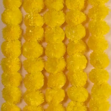 Pack de 5 guirnaldas de flores de caléndula artificial EAEILWF de 1,4 m, color amarillo, ideales para decoración de bodas, Halloween, Diwali y festivales de otoño