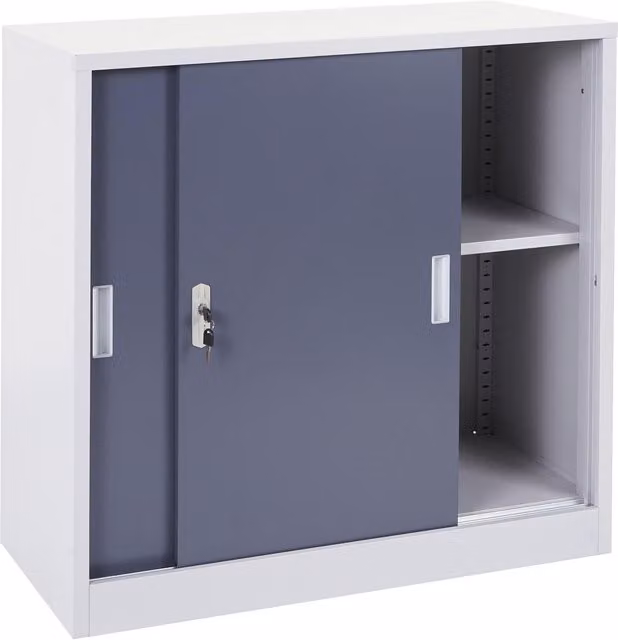 Archivador de oficina Boston Hhg-588 de HEGELE con puertas correderas y cerradura, acero color antracita, An/P/Al: 90 x 45 x 90 cm
