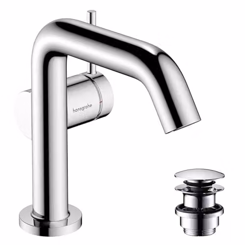Grifo monomando para lavabo Hansgrohe Tecturis S Fine en cromo con vaciador Push-Open y tecnología de ahorro de agua EcoSmart+