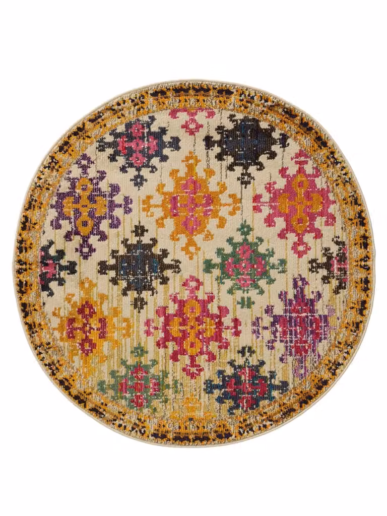 Alfombra redonda Benuta de estilo patchwork en colores multicolor y beige, Diámetro: 120 cm