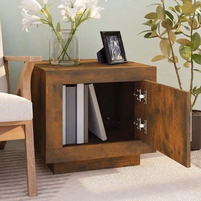 Mesa de centro moderna SYFAX en madera de roble color marrón mate An/P/Al: 50 x 50 x 45 cm