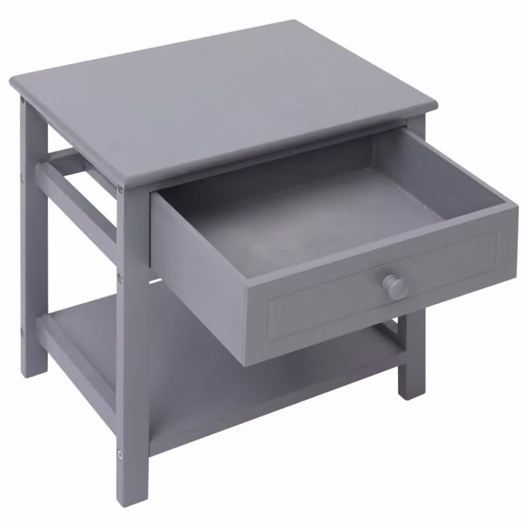 Mesita de noche moderna Maison Chic en madera de paulownia color gris y negro An/P/Al: 40 x 29 x 42 cm