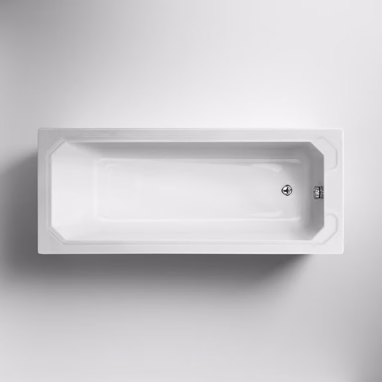 Bañera rectangular de acrílico Hudson Reed con faldón en color gris y blanco, modelo freestanding, An/P/Al: 170 x 75 x 55 cm