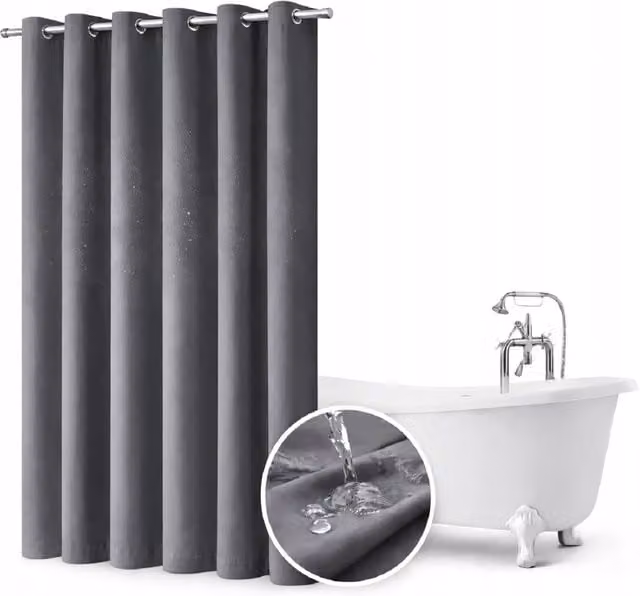 Cortina de baño impermeable NOW-ART con ojales, color gris multicolor, An/Al: 150 x 240 cm