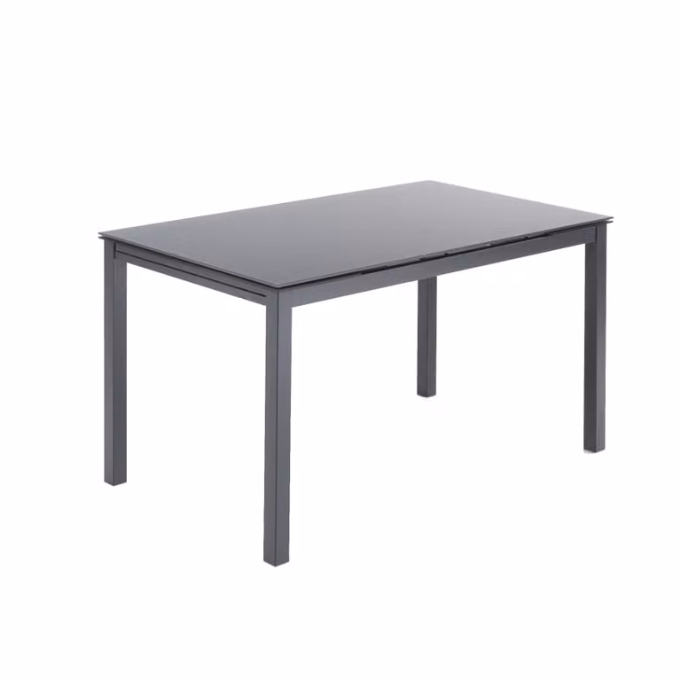 Mesa extensible Oresteluchetta de cristal mate gris para comedor, An/P/Al: 140 x 80 x 75 cm