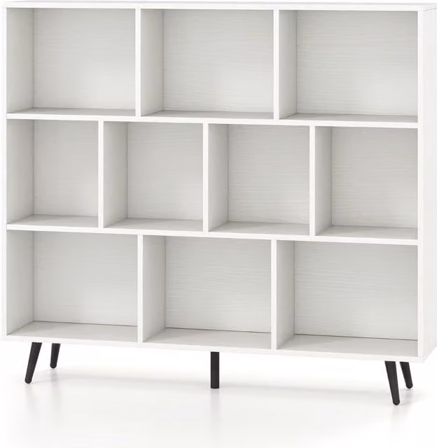 Estantería de 3 niveles con compartimentos NORTHIX estilo mid century en blanco, negro y multicolor, An: 120 cm, Al: 107 cm, P: 24 cm