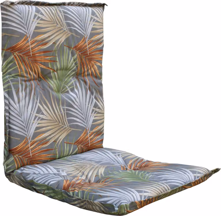 Cojín de respaldo bajo Spetebo con diseño de hojas de palmera tropical, multicolor y gris, An/P/Al: 100 x 50 x 6 cm