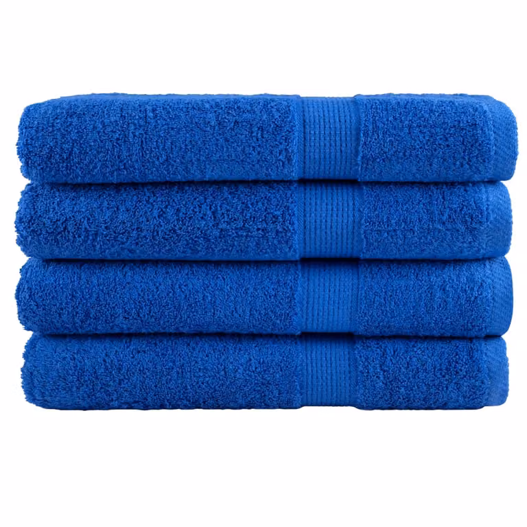 Set de 4 toallas premium vidaXL SOLUND en azul, de algodón rizo con gramaje de 600 gsm, An/Al: 100 x 200 cm