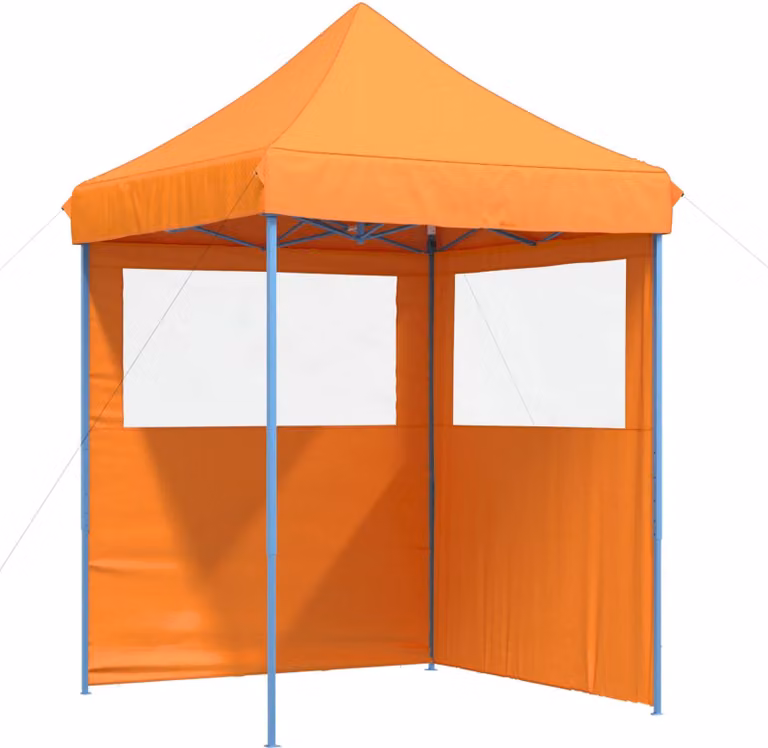 Carpa de fiesta Syfax color naranja con tela de poliéster y estructura de acero, An/P/Al: 200 x 200 x 306 cm