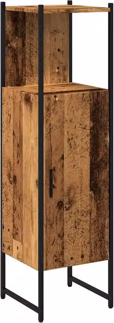 Mueble de baño moderno de HELLOSHOP26 con puertas batientes en color marrón, diseño de pared con gran capacidad de almacenamiento, An/P/Al: 33 x 33 x 120,5 cm