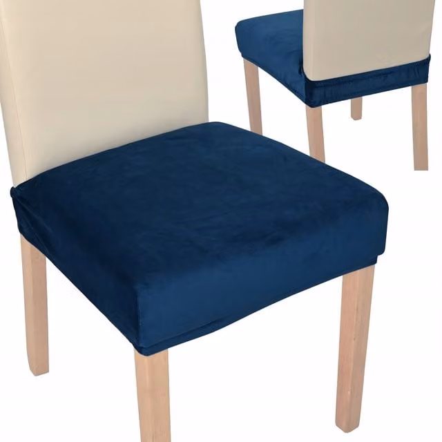 Funda de terciopelo elástica para silla de comedor Tess en color turquesa oscuro