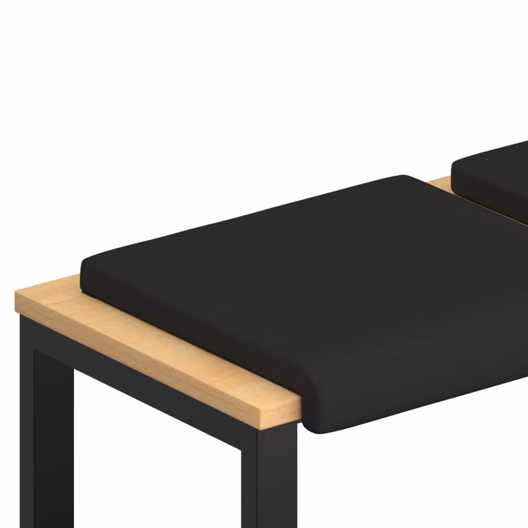 Set de 2 cojines para banco vidaXL en cuero sintético negro con espuma y base antideslizante, Profundidad: 35 cm