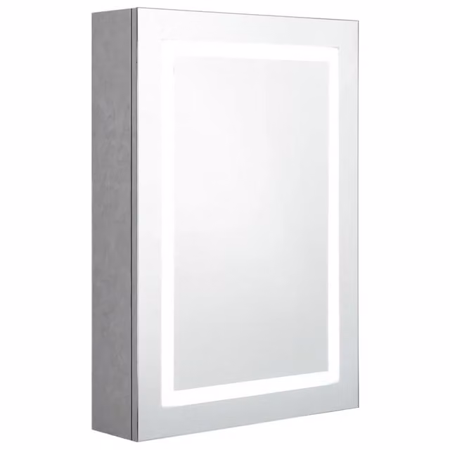 Espejo de pared moderno Rio con iluminación LED y estantes de HELLOSHOP26 en color gris An/P/Al: 50 x 13 x 70 cm