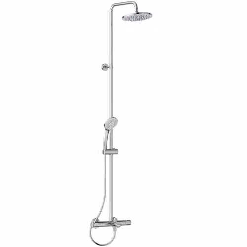 Columna de ducha Ceratherm T25 Ideal Standard con termostato externo, rociador de mano y rociador de techo, acabado cromado