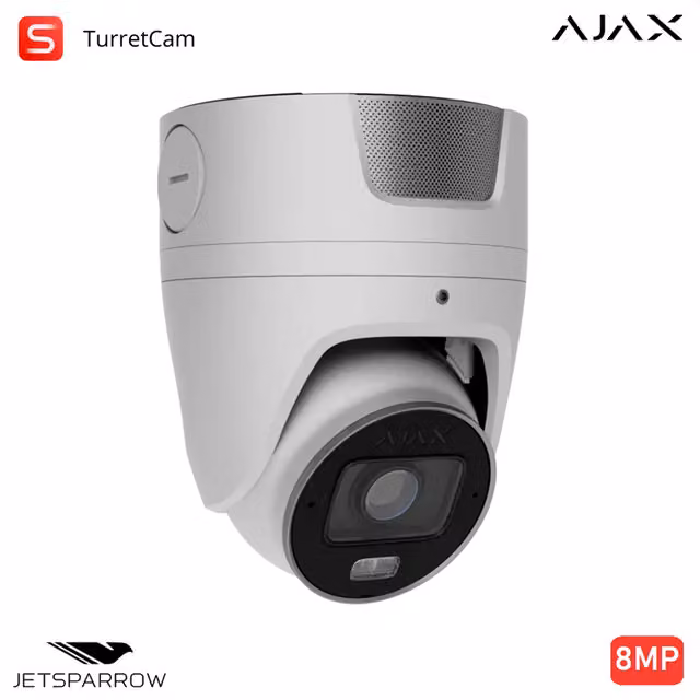 Cámara de videovigilancia profesional Ajax Superior Turretcam Hlvf de 8 MP en color blanco