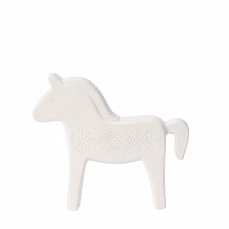 Estatua decorativa de caballo Sia Deco en color blanco de cerámica y piedra, Altura: 19 cm