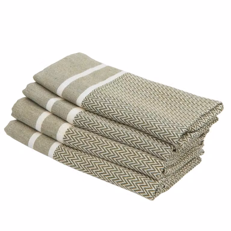 Pack de 4 servilletas de algodón Febronie en color verde, An/An: 45 x 45 cm
