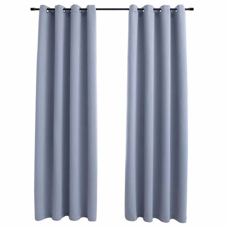Set de 2 cortinas opacas vidaXL con anillas de metal en color gris, An/Al: 140 x 225 cm
