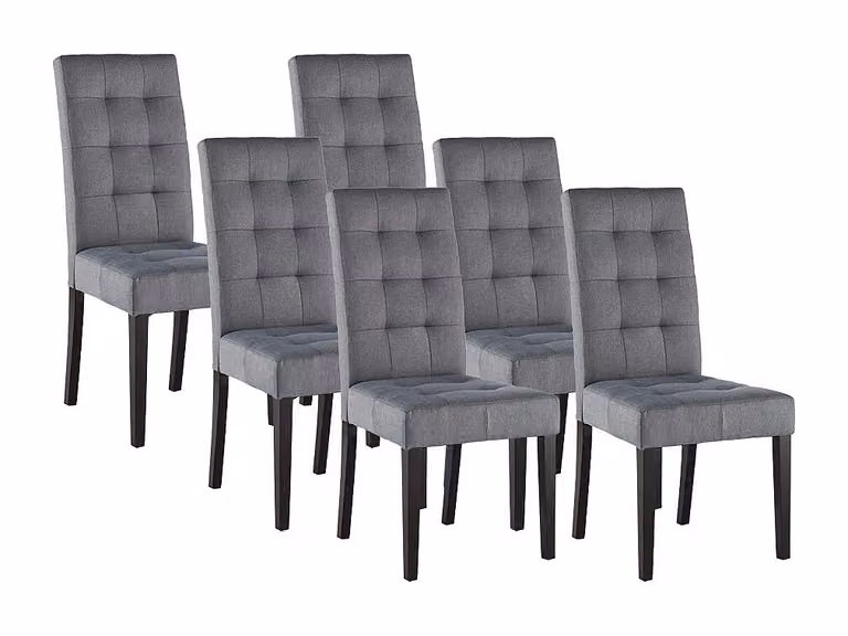 Conjunto de 6 sillas VILLOSA de VENTE-UNIQUE en tela gris y patas de madera de pino