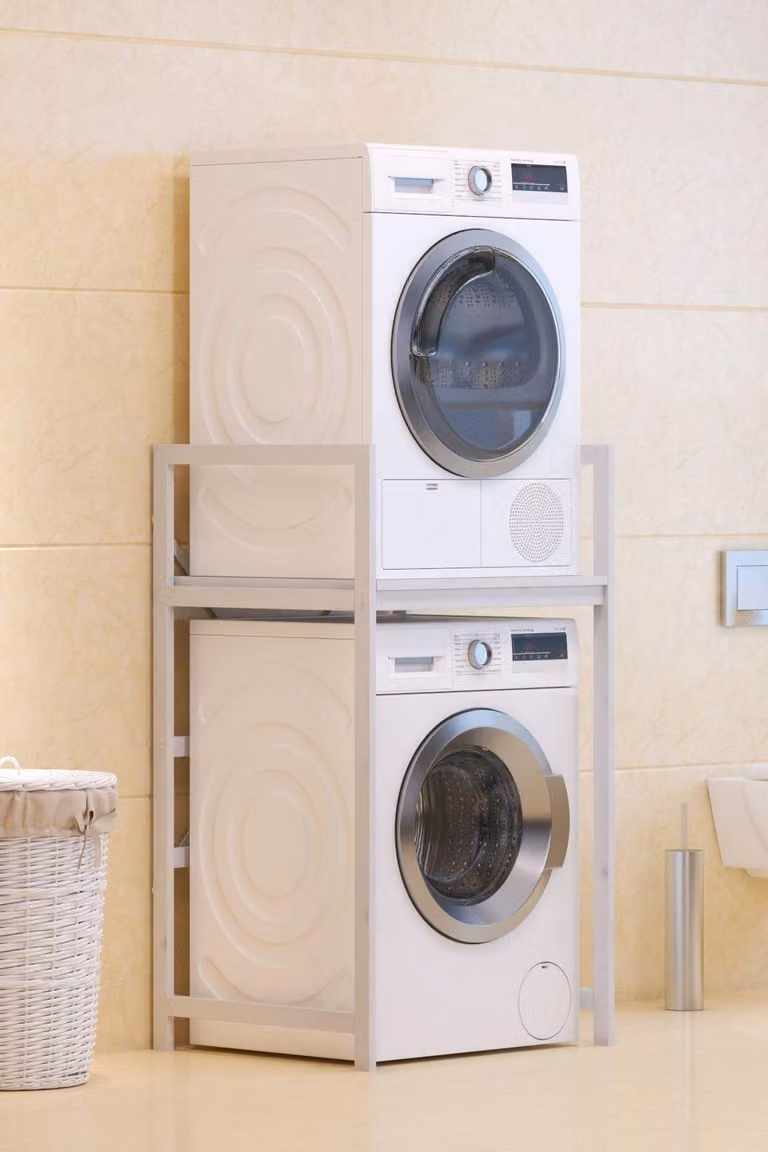 Armario para lavadora Skye Decor modelo C7 en color blanco, estructura de metal y MDF para baño o lavadero, An/P/Al: 70 x 60 x 116 cm