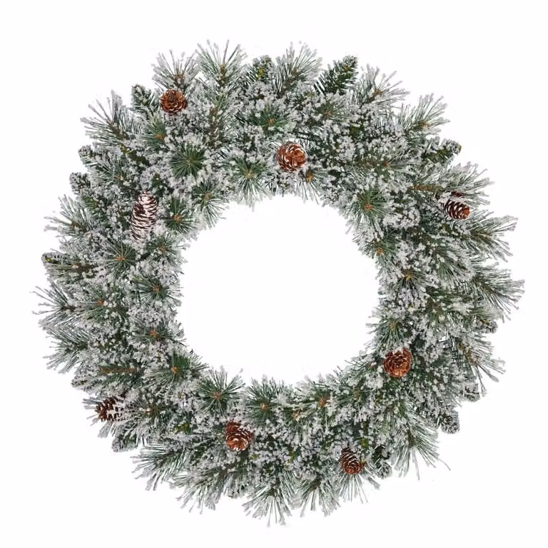 Corona decorativa colgante Black Box Trees verde de diseño floral para Navidad, An/P/Al: 60 x 60 x 15 cm