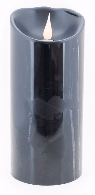 Vela LED de pilar F-BRIGHT negra con efecto de llama oscilante, mando a distancia y temporizador