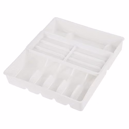 Bandeja para cubiertos Keeeper Filippa de 13 compartimentos, blanca, An/P/Al: 38 x 42,5 x 7,5 cm