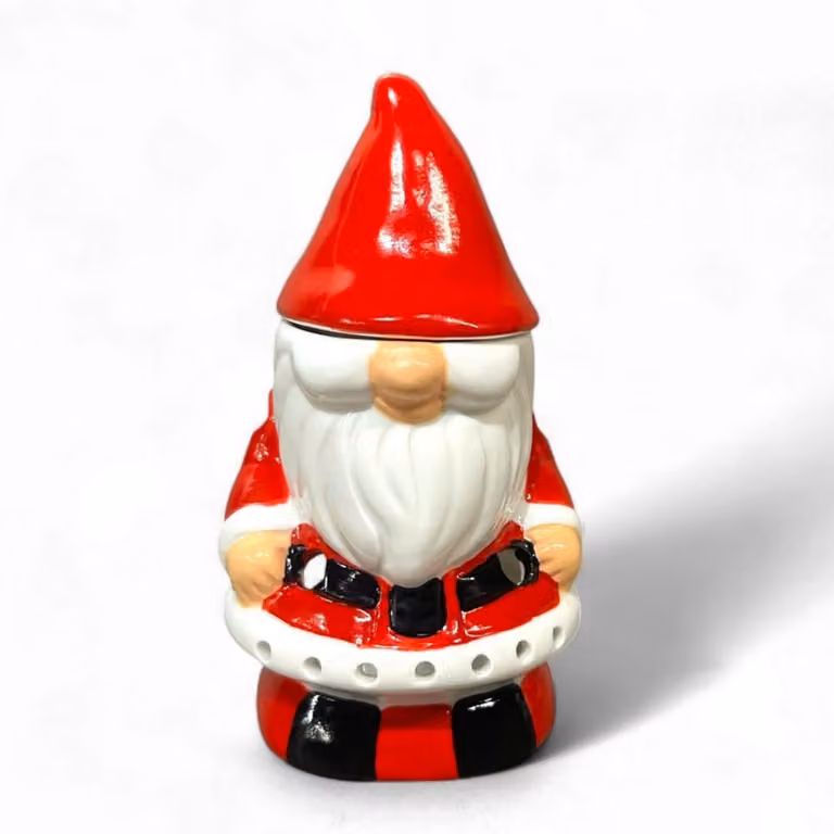 Quemador de cerámica Zen’Arôme para aceites y ceras perfumadas con diseño de Papá Noel, multicolor y rojo, Altura: 16 cm
