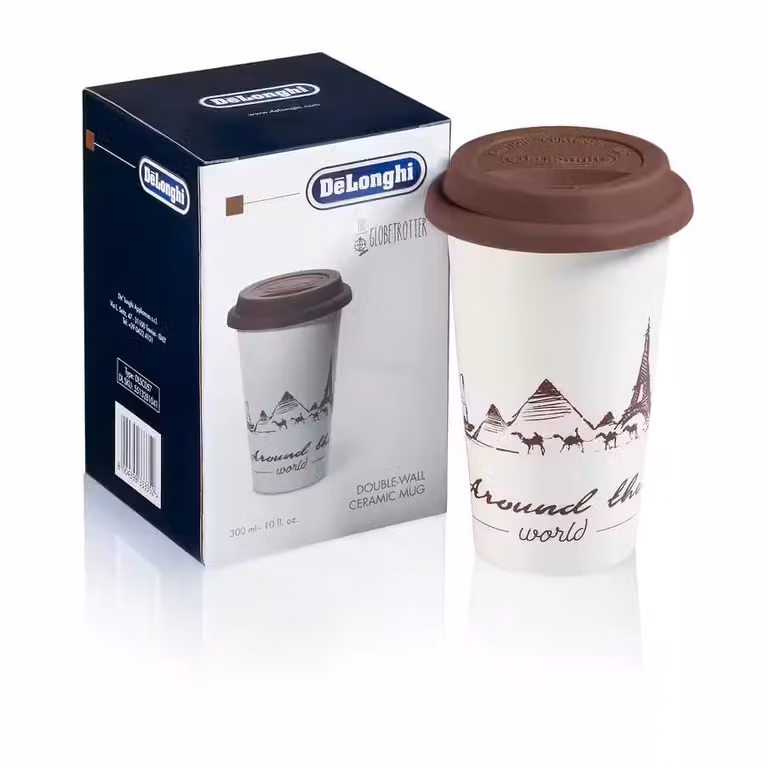 Taza de cerámica de doble pared De'Longhi blanca de 300 ml