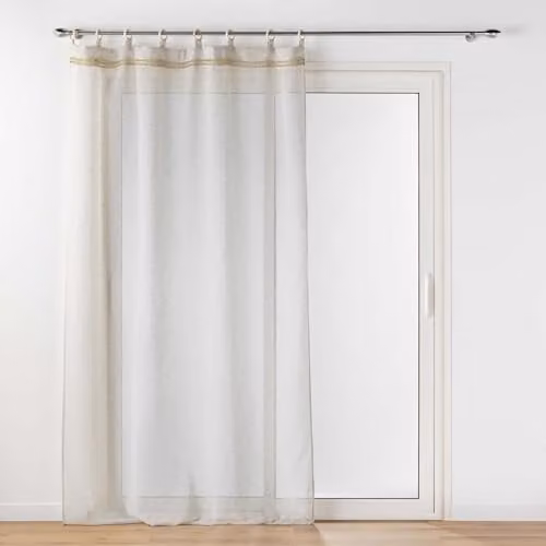 Visillos Douceur d'Intérieur mileo con ojales de lino y poliéster, color beige o blanco, An/Al: 140 x 240 cm