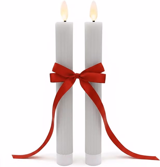 Set de 2 velas LED de cera real NORTHIX con efecto parpadeo y función temporizador en color blanco y multicolor