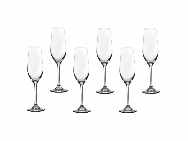 Set de 6 copas de champán Björn de cristal transparente sin plomo con diámetro de 4,7 cm