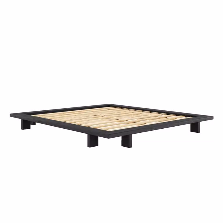 Cama de madera de pino de estilo escandinavo Karup Design en color negro An/P/Al: 180 x 200 x 208 cm