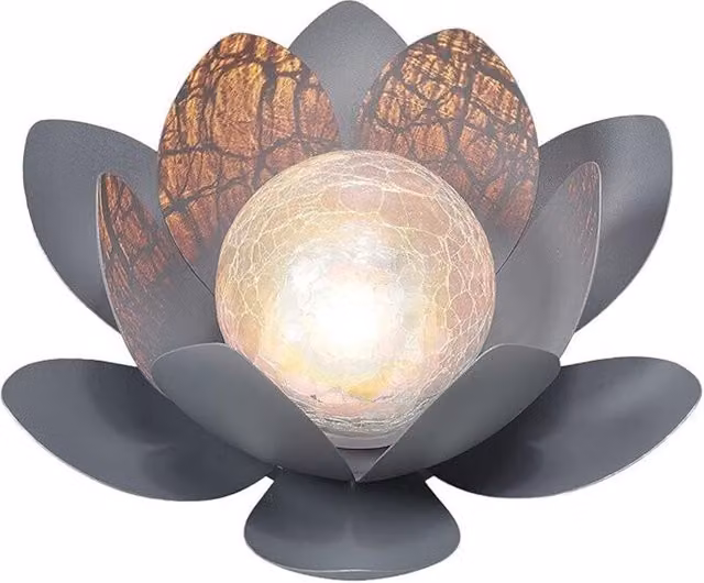 Lámpara Solar LED XISRENS con Cristal Craquelado y Acabado en Negro para Jardín, Terraza o Balcón