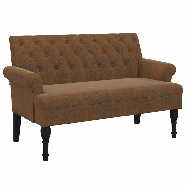 Banco con respaldo de ante sintético marrón vidaXL An/P/Al: 120 x 62 x 75,5 cm