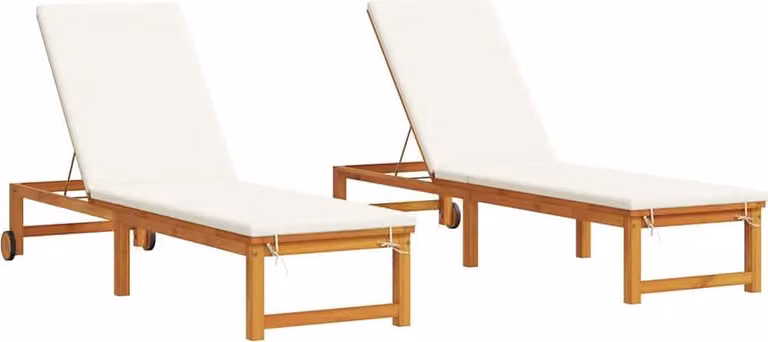 Set de 2 tumbonas Syfax de madera de acacia tratada en color marrón con reposacabezas ajustable para jardín o terraza, An/P/Al: 220 x 53 x 89 cm