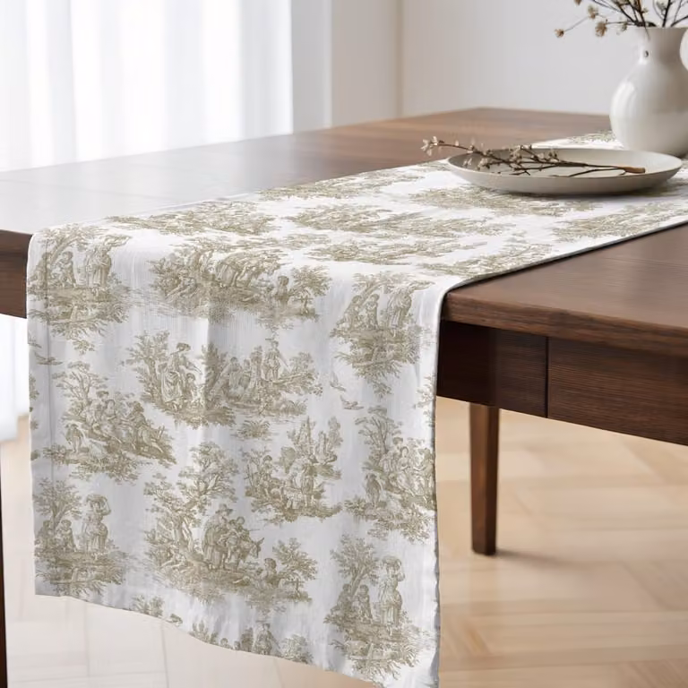 Camino de mesa rectangular Muare Home de algodón orgánico color beige An/P: 50 x 150 cm