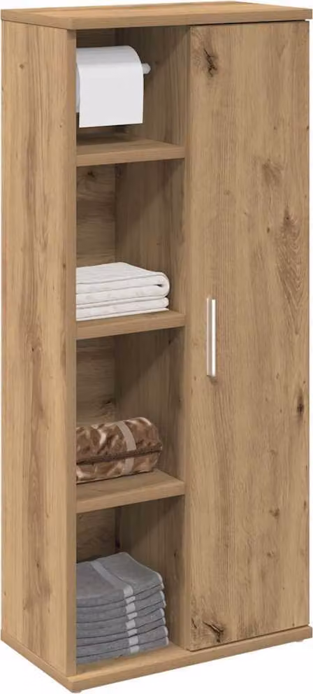 Mueble de baño Prolenta en madera de roble color marrón con puertas batientes y estantes internos, diseño moderno y acabado mate, An/P/Al: 39 x 22 x 90 cm